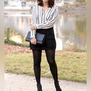 JACOB Ribbed Striped Velvet Mini Skirt